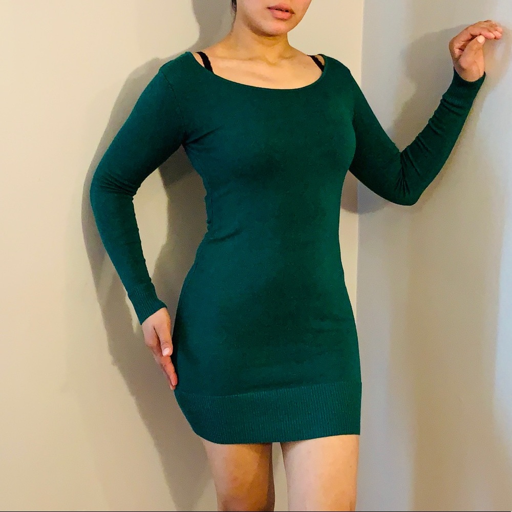 Green color mini dress/80%rayon,20%polyester.